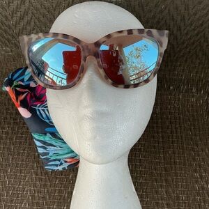Electric Danger Cat Tan/Brown Tortoise Blue Mirror Cat-Eye Sunglasses